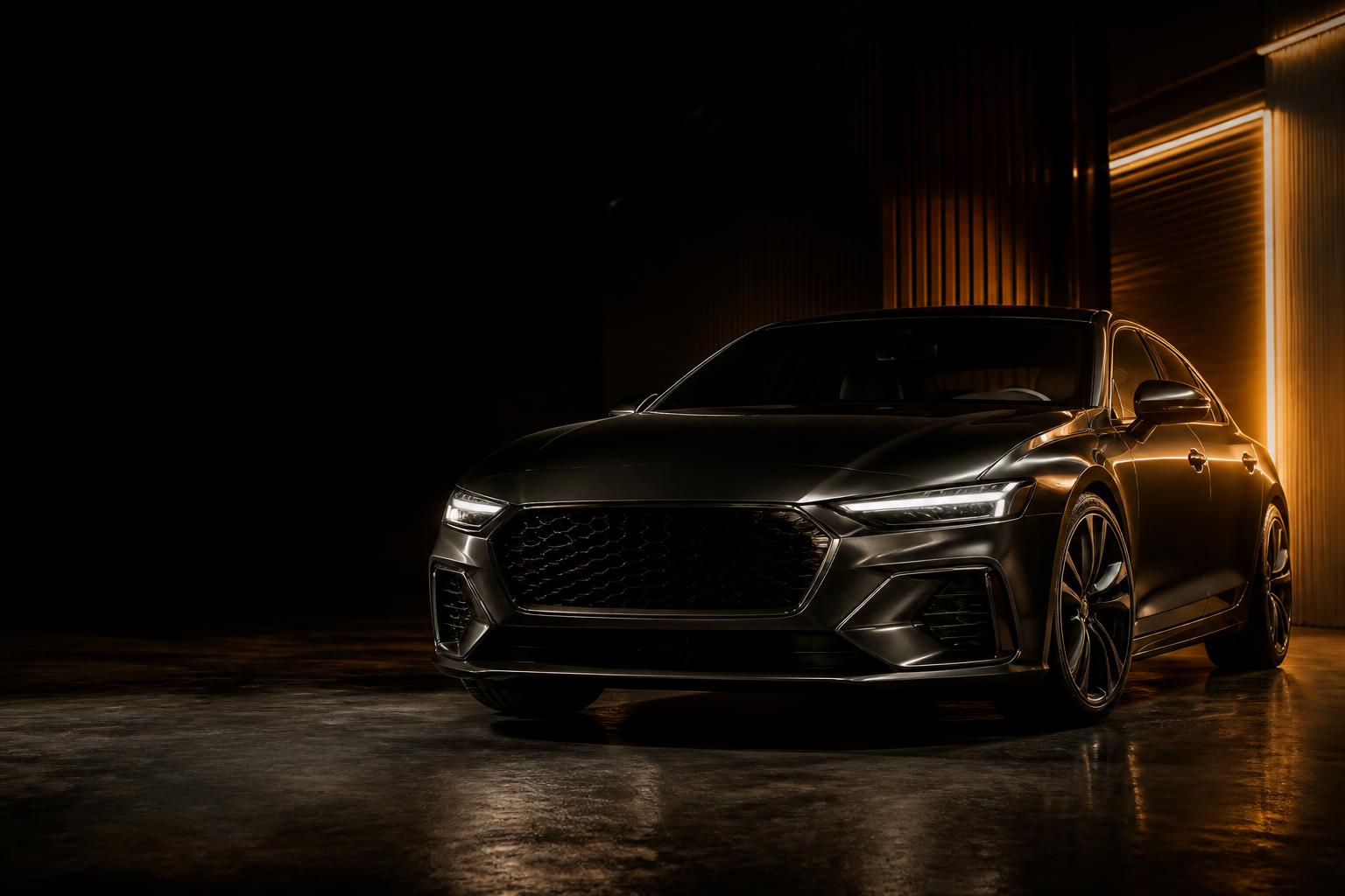 Automóvel premium em estúdio escuro